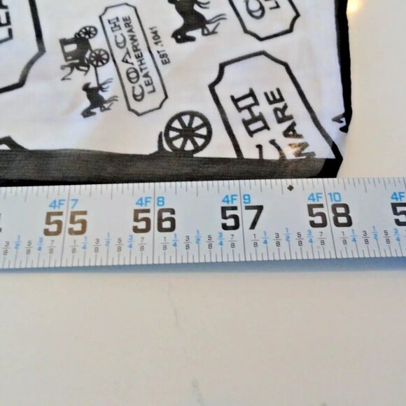 NEW AUTHENTIC 2023 COACH LEATHERWARE 100% SILK SCARF SCARVE BLACK WHITE 60"X20" - Picture 8 of 14